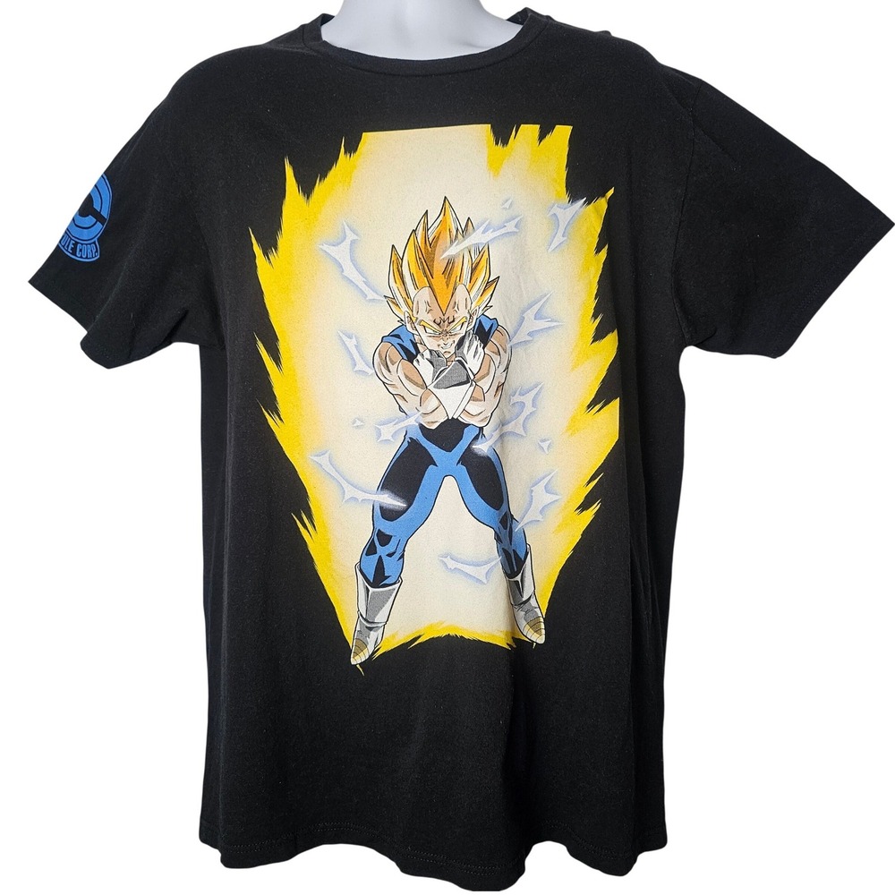 Dragon Ball Z Vegeta T-Shirt Mens Large Black Anime Super Saiyan Graphic Tee